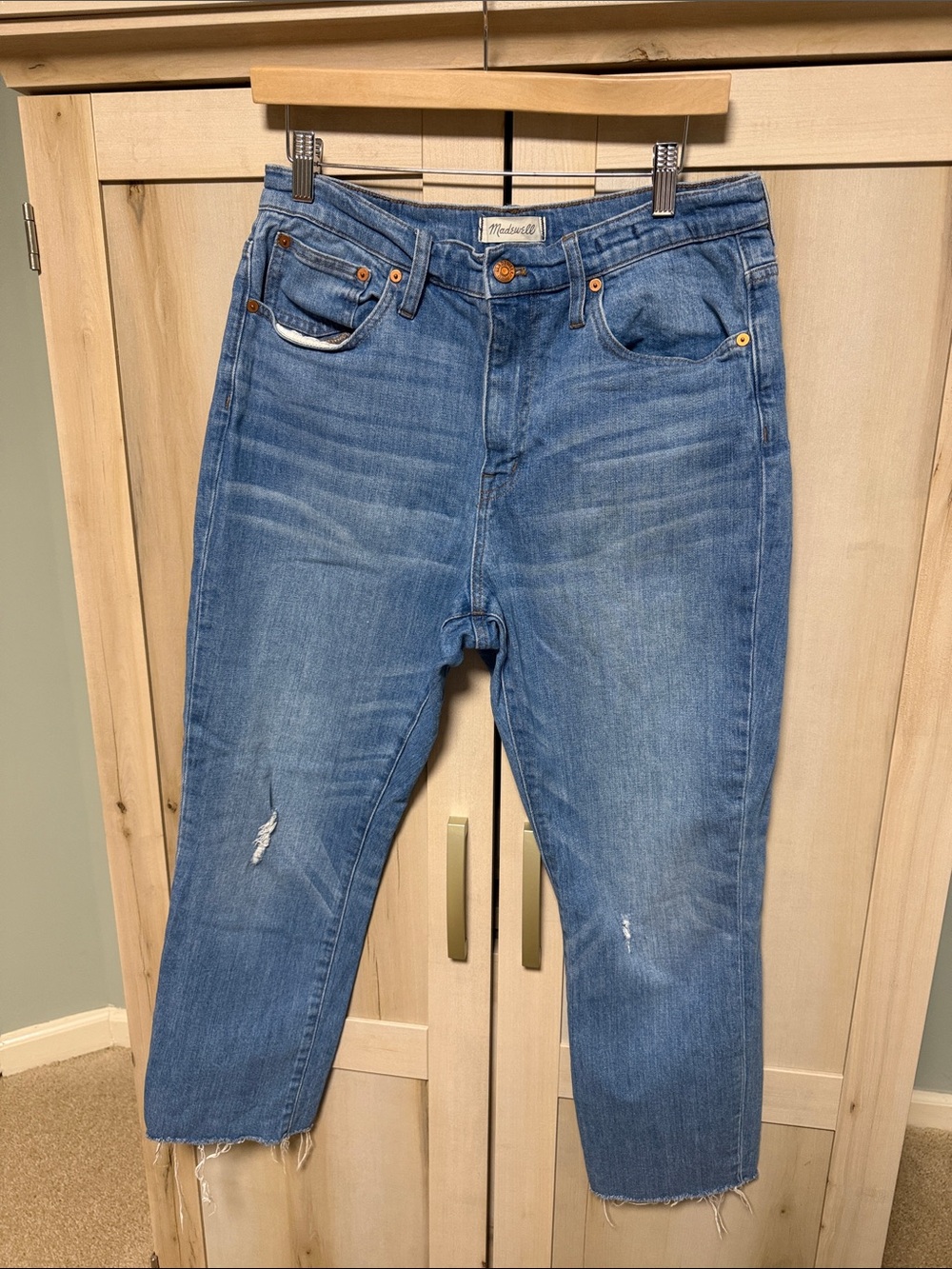 Madewell Light Blue Raw-Hem boyfriend Jeans